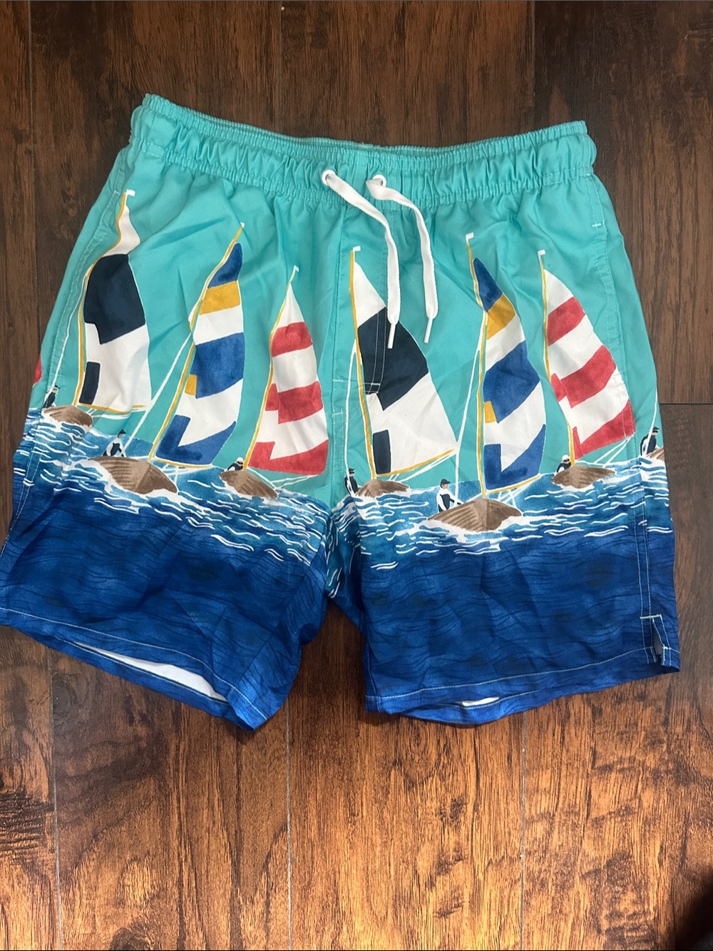Old Navy Turquoise Blue Nautical Sailboat Swim Shorts